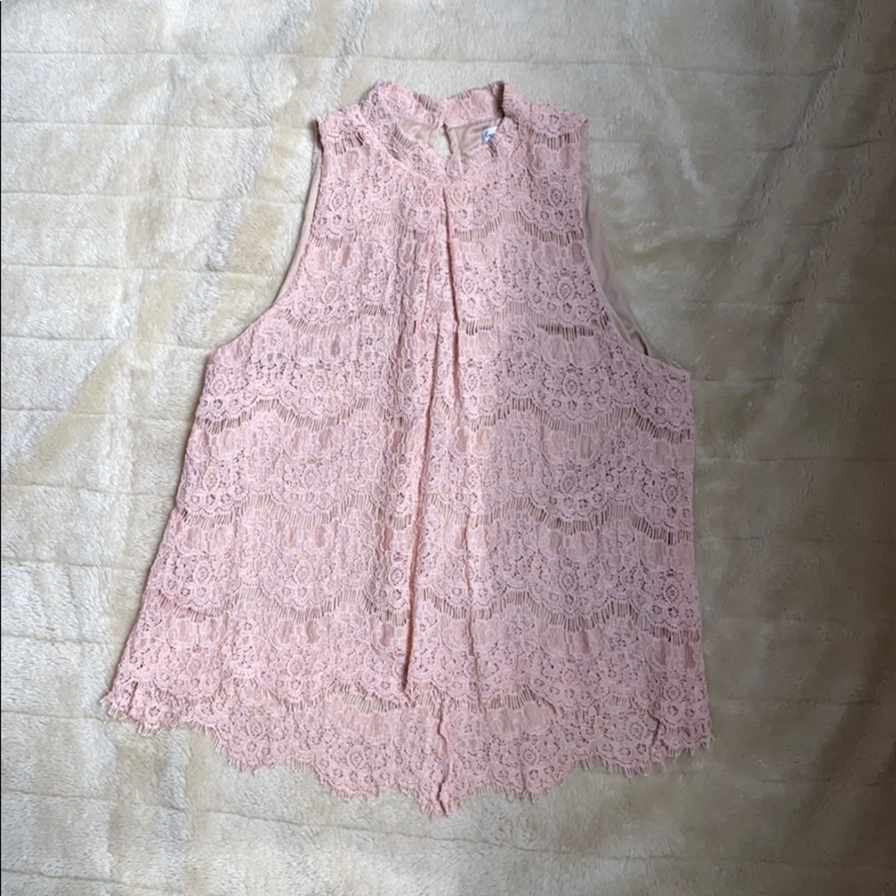 Pink and nude lace top